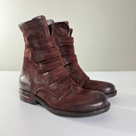 A.S.98 Traver Combat Moto Leather Mid Calf Boots Sequoia Brown Size 38 US 7.5 - Picture 2 of 10